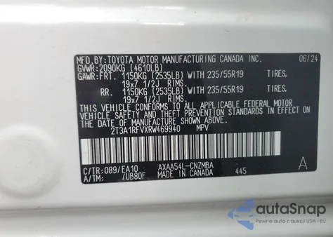 2024 Toyota Rav4 Xle Premium from USA, damaged, VIN 2T3A1RFVXRW469940